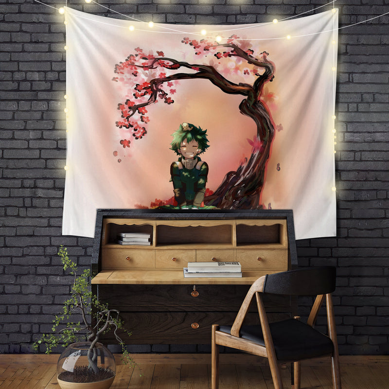 Midoriya Izuku My Hero Academia Anime Cherry Blossom Tapestry Room Decor