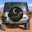 Golden Crescent Moon and Waves Minimalist Jeep Car Spare Tire Cover