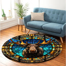 Moose Deer Stained Glass Round Rug