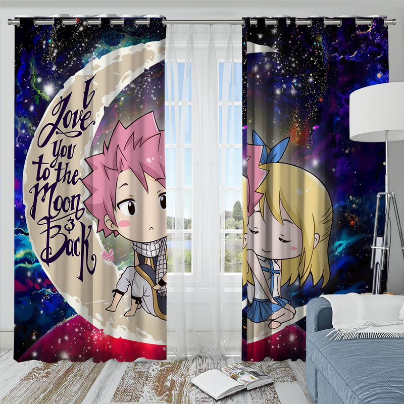 Natsu Fairy Tail Anime Love You To The Moon Galaxy Window Curtain