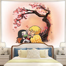 Nezuko Zenitsu Demon Slayer Cherry Blossom Tapestry Room Decor