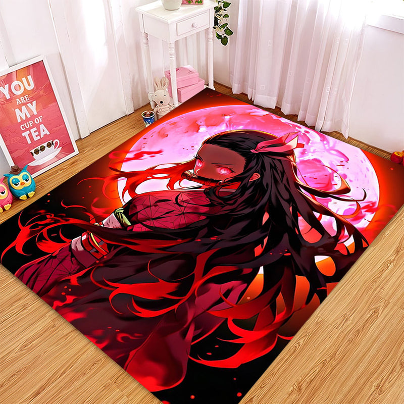 Nezuko Moon Demon Slayer Anime Carpet Rug Home Room Decor