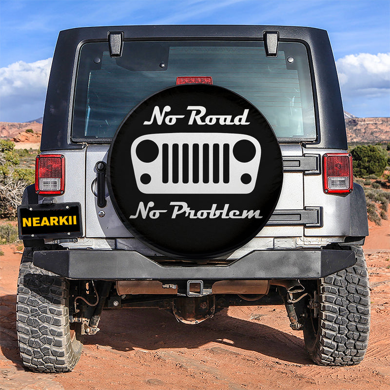 No Road No Problem Jeep Car Spare Tire Cover