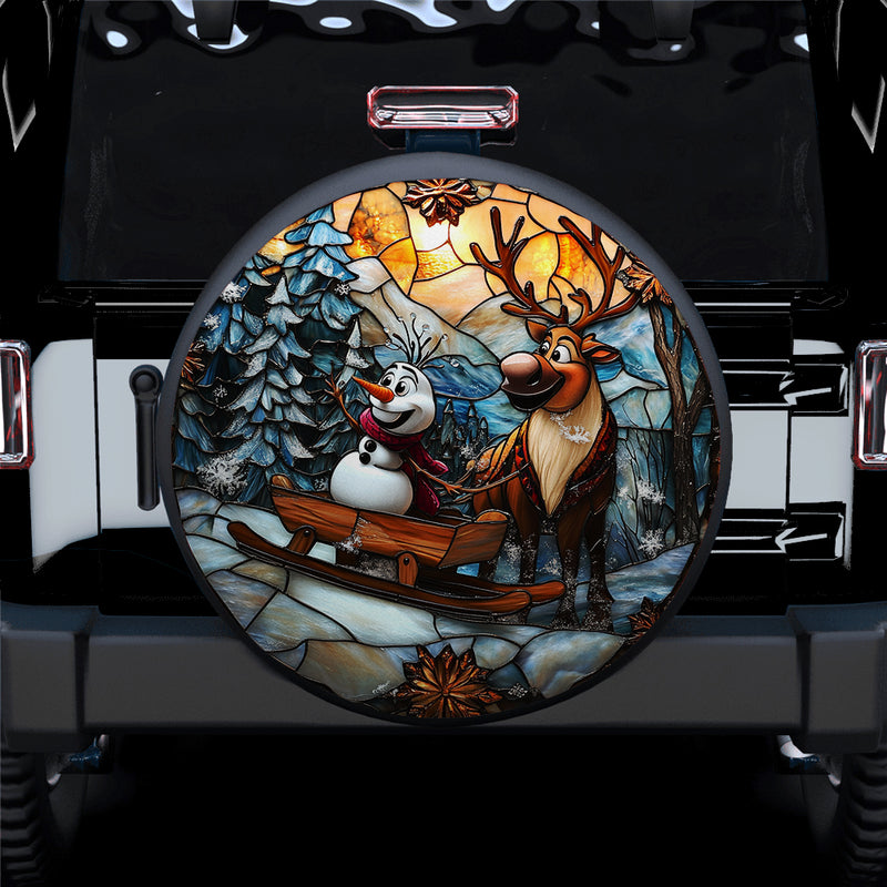 Frozen Stained Glass Car Spare Tire Cover