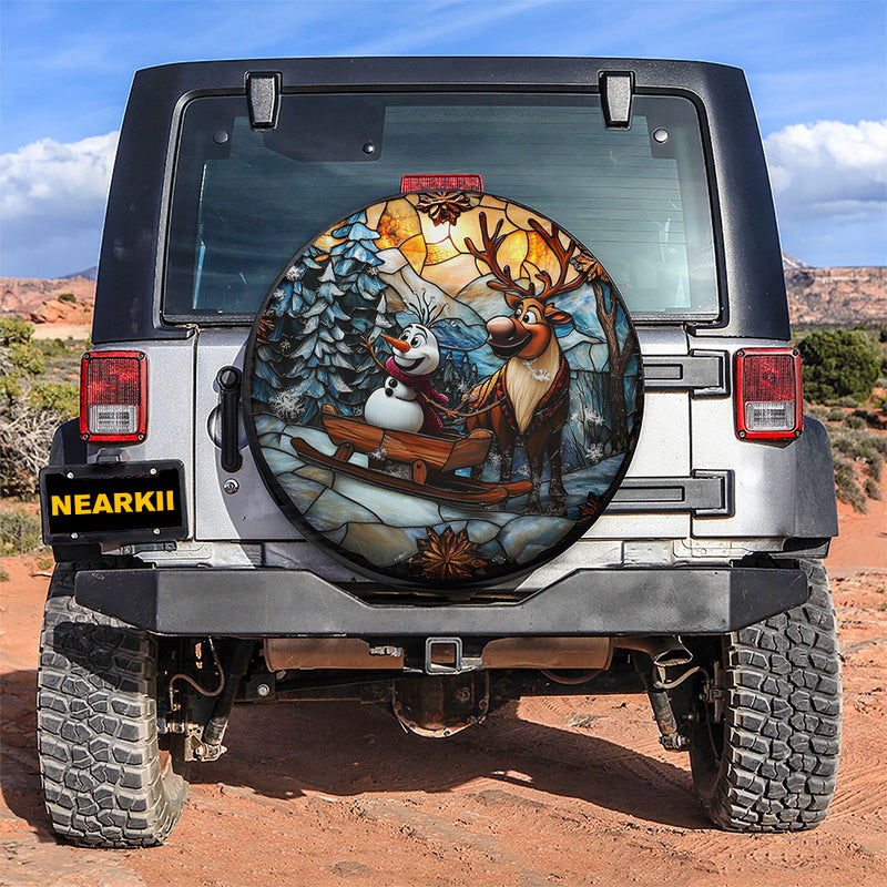 Frozen Stained Glass Car Spare Tire Cover