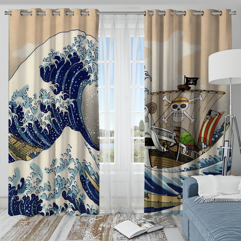 One Peace Anime The Great Wave Japan Window Curtain