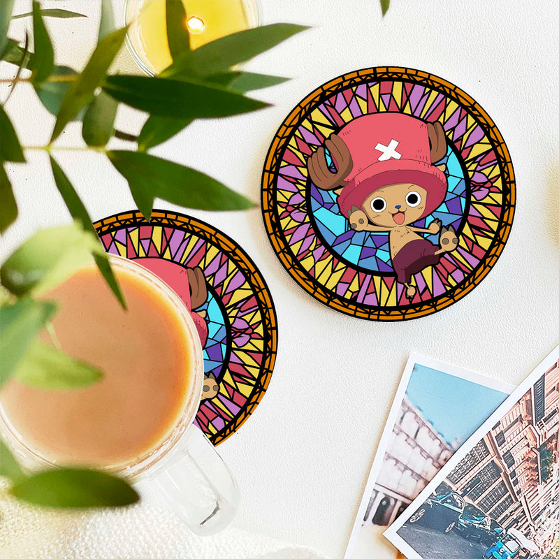One Piece Chopper Stained Glass Drink Coasters