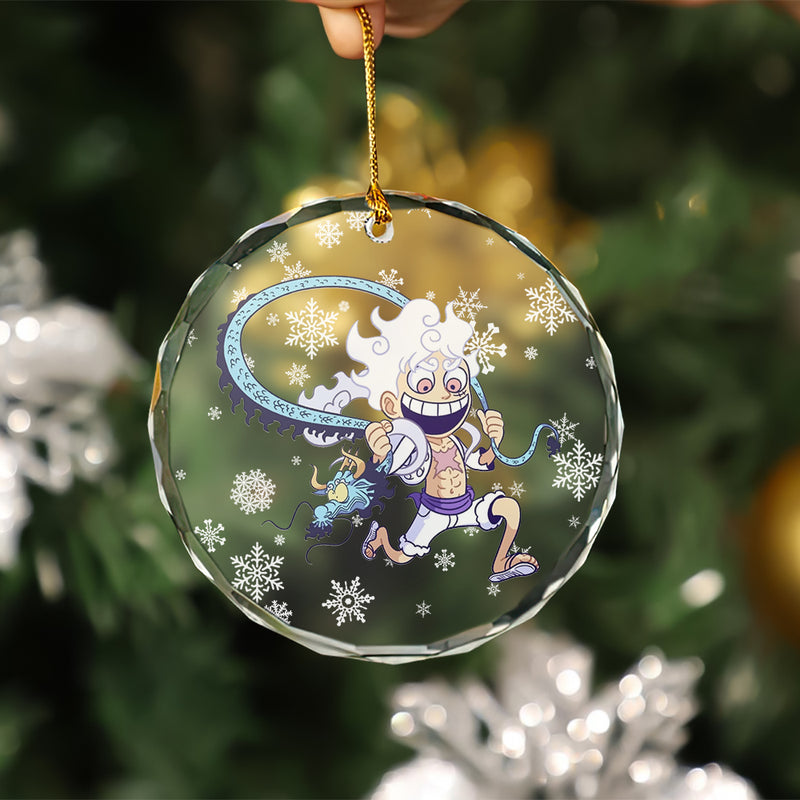 One Piece Luffy Gear 5 Anime Christmas Glass Ornament Perfect Gift For Christmas Holiday