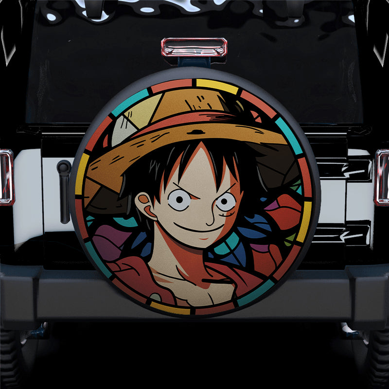 One Piece Luffy Stained Glass Car Spare Tire Covers Gift For Campers