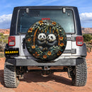 Panda Vintage Metal Plate Bamboo Car Spare Tire Cover