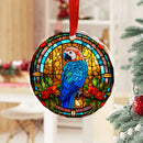 Parrot Flower Stained Glass Ornament