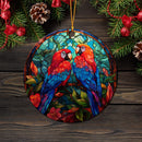 Parrot Couple Stained Glass Mica Ornament Perfect Gift For Holiday