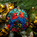 Parrot Couple Stained Glass Mica Ornament Perfect Gift For Holiday