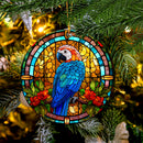 Parrot Flower Stained Glass Mica Ornament Perfect Gift For Holiday