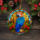 Parrot Flower Stained Glass Mica Ornament Perfect Gift For Holiday