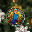 Parrot Flower Stained Glass Ornament
