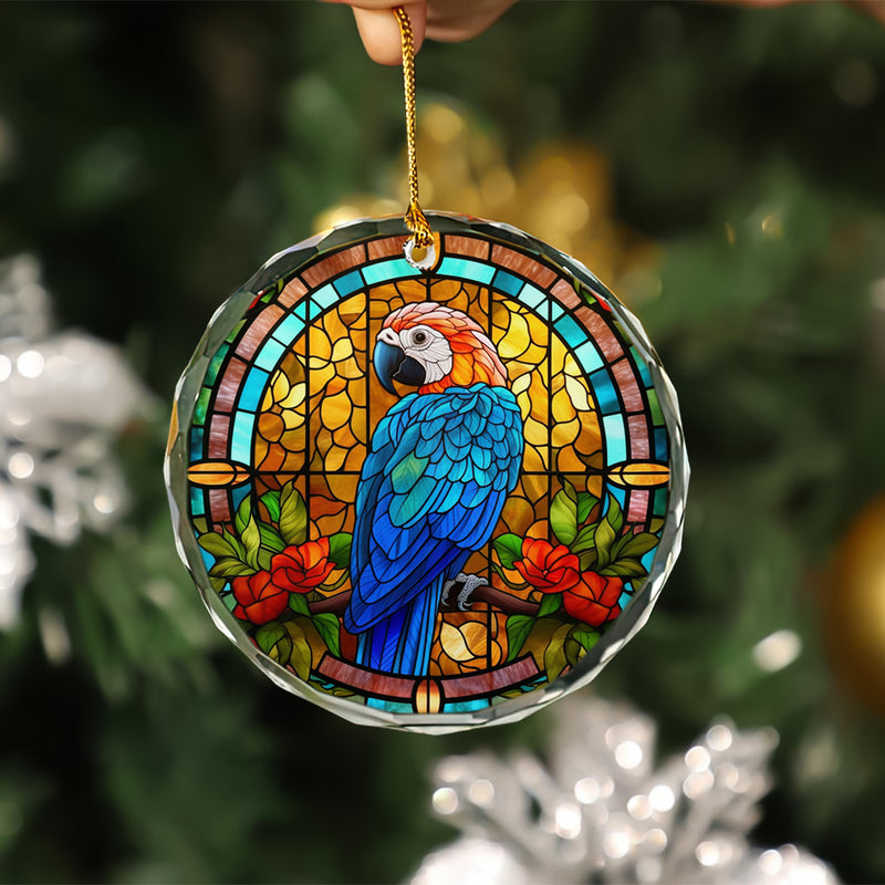 Parrot Flower Stained Glass Ornament
