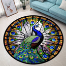 Peacock Stained Glass Round Rug