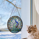 Peacock Stained Glass Window Hanging Panel Suncatcher