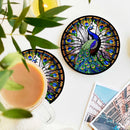 Peacock Stained Glass Drink Coasters