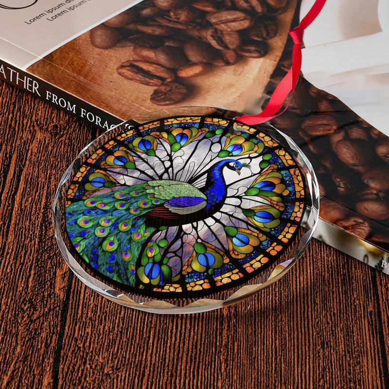 Peacock Stained Glass Ornament