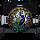 Peacock Stained Glass Car Spare Tire Cover