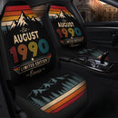 Personalized Retro August 1990 Custom Car Seat Covers Decor Protectors