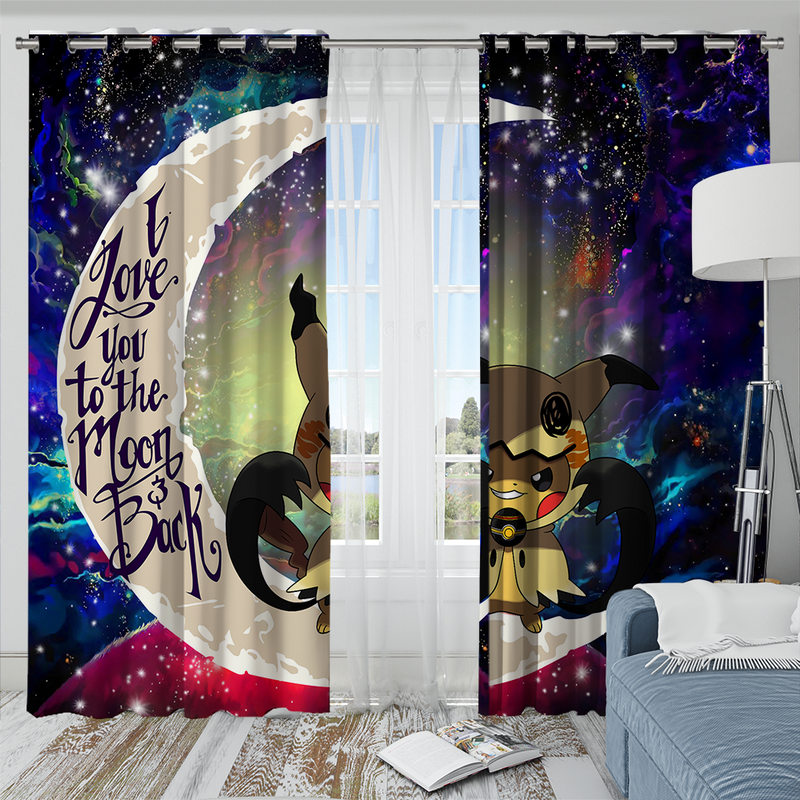 Pokemon Pikachu Mimikyu Horror Love You To The Moon Galaxy 2 Window Curtain