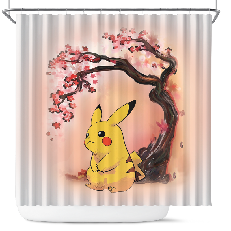 Pikachu Pokemon Japan Cherry Blossom Japan Shower Curtain