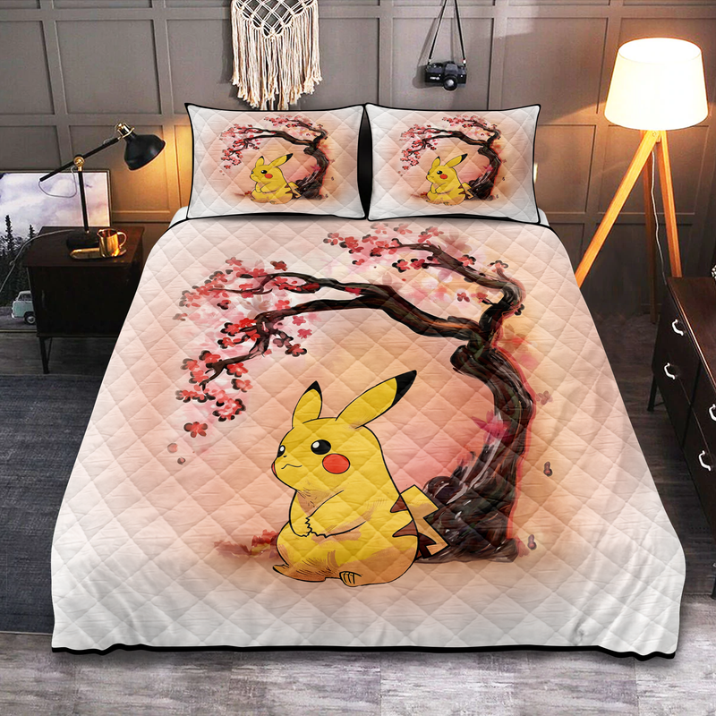 Pikachu Japan Cherry Blossom Quilt Bed Sets