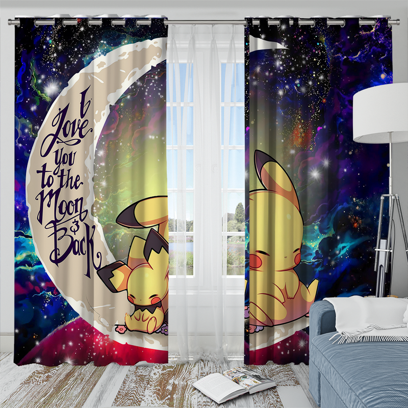 Pikachu Pokemon Sleep Love You To The Moon Galaxy Window Curtain