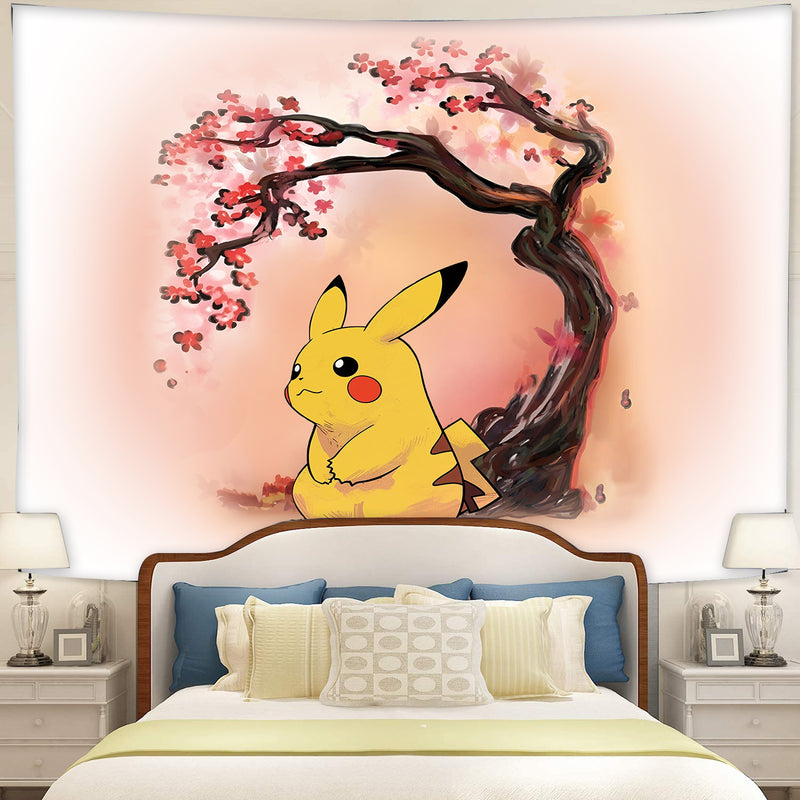 Pikachu Pokemon Japan Cherry Blossom Tapestry Room Decor