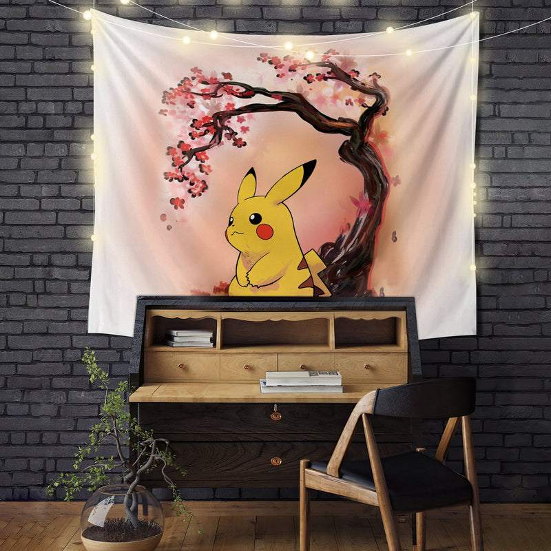 Pikachu Japan Cherry Blossom Tapestry Room Decor