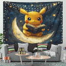 Pikachu Reading On A Crescent Moon 1 Tapestry Room Decor