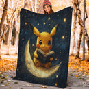 Pikachu Reading On A Crescent Moon Premium Blanket