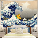 Pikachu Surf The Great Wave Tapestry Room Decor