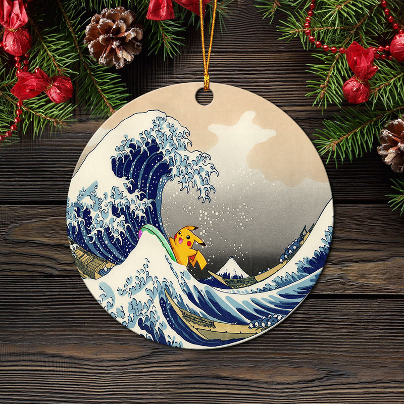 Pikachu The Great Wave Japan Pokemon Mica Ornament Perfect Gift For Holiday