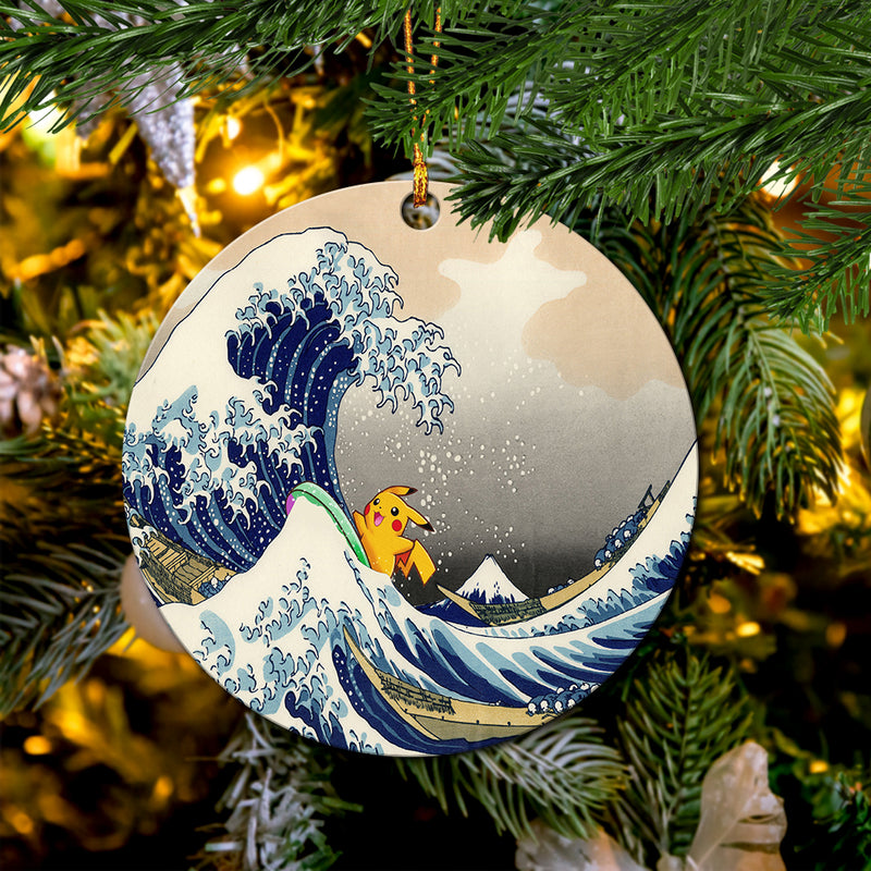 Pikachu The Great Wave Japan Pokemon Mica Ornament Perfect Gift For Holiday
