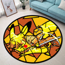 Pikachu Zenitsu Stained Glass Round Rug