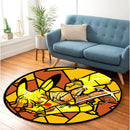 Pikachu Zenitsu Stained Glass Round Rug