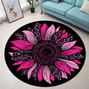 Pink Cheetah Sunflower Round Rug