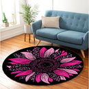 Pink Cheetah Sunflower Round Rug