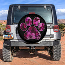 Pink Paw Print Hawaiian Hibiscus Car Spare Tire Cover