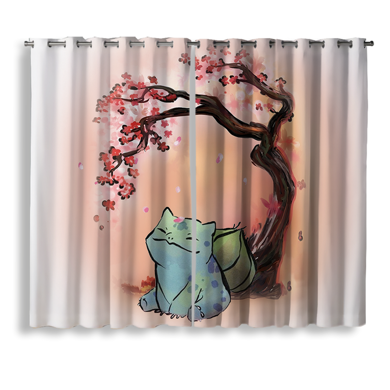 Pokemon Bulbasaur Cherry Blossom Japan Style Window Curtain