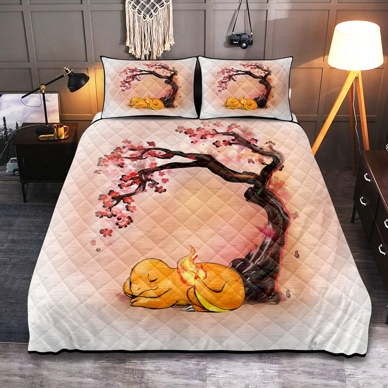 Fire Charmander Sleep Cherry Blossom Quilt Bed Sets