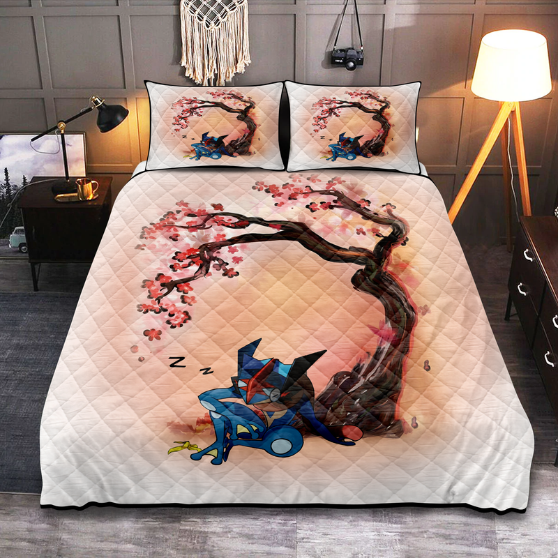 Pokemon Greninja Sleep Cherry Blossom Quilt Bed Sets