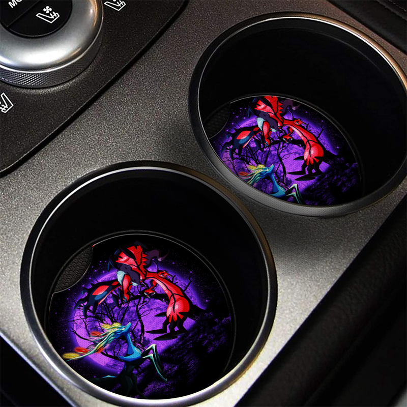 Pokemon X Y Yveltal And Xerneas Moonlight Halloween Car Coasters Auto Cup Holder