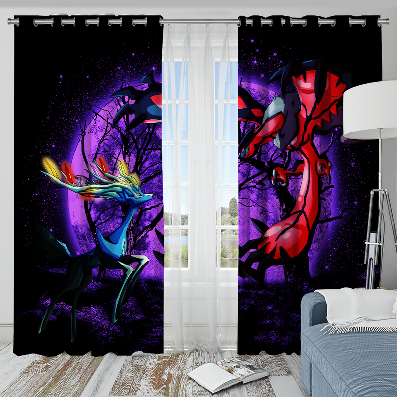 Pokemon X Y Yveltal And Xerneas Moonlight Window Curtain