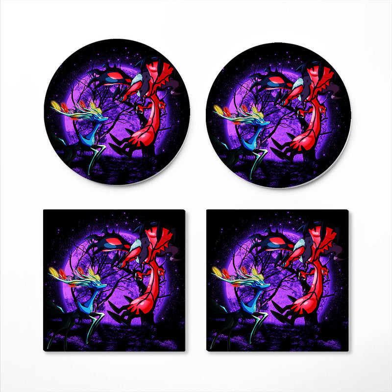 Pokemon X Y Yveltal And Xerneas Moonlight Ceramic Drink Coasters