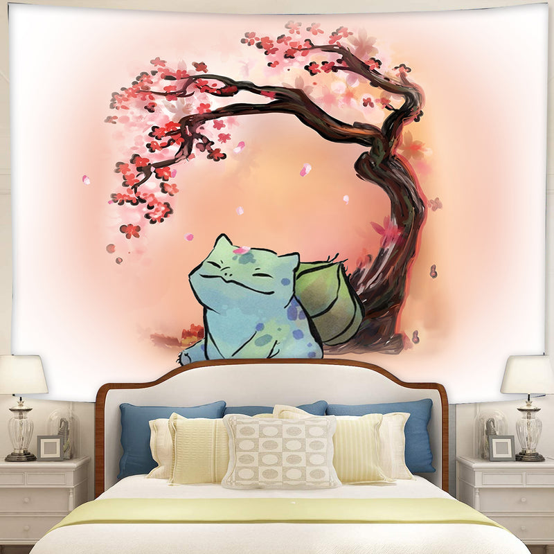 Bulbasaur Cherry Blossom Tapestry Room Decor